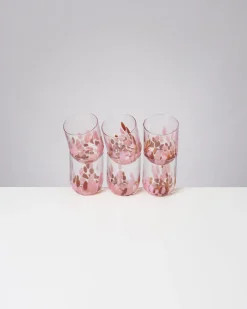 Alegria - Large glass amber pink Set of 6