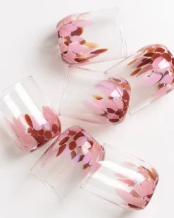 Alegria - Large glass amber pink Set of 6