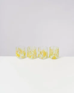 Alegria - Set of 4 glasses small big drops yellow