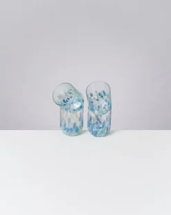 Alegria set of 4 glass large drops blue white
