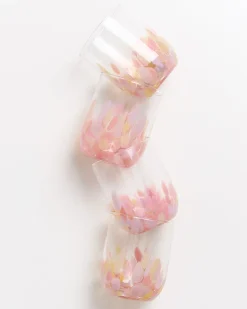 Alegria set of 4 glass large drops pink sand