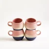 Bica - Set of 4 Espressocups pink navy cream