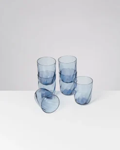 Calma set of 6 glasses large swirl blue