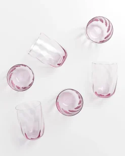 Calma - Set of 6 glass large swirl purple