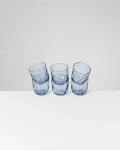Calma - Set of 6 glass small swirl blue