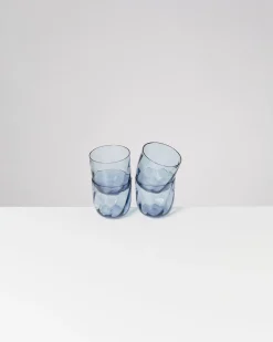 Calma - Set of 4 glass small swirl blue
