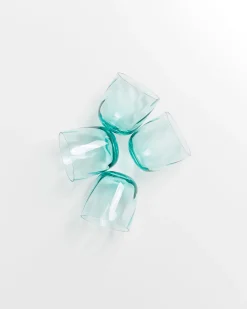 Calma - Set of 4 glass small swirl green