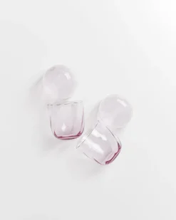 Calma - Set of 4 glass small swirl purple
