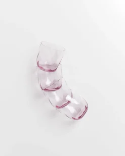 Calma - Set of 4 glass small swirl purple