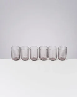 Joia - Set of 6 glass riffled amethist