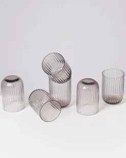 Joia - Set of 6 glass riffled amethist