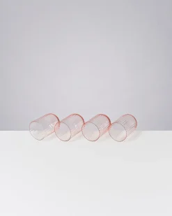 Joia - Set of 4 glass riffled pink opal