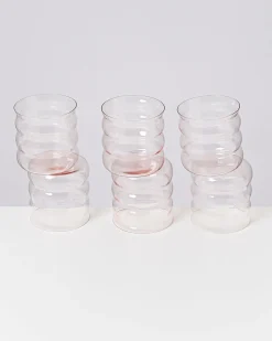 Joia - Set of 6 glass small bubble pink opal
