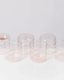 Joia - Set of 6 glass small bubble pink opal
