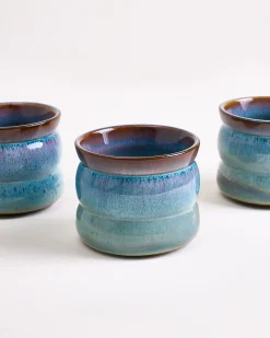 Madeira - Set of 6 cups small bubble green-blue