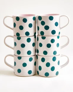 Nódoa - Large mug dotted pink green Set of 6
