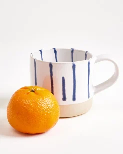 Nódoa - Large mug striped white blue Set of 6