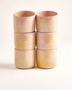 Nódoa - Set of 6 Cups large pink speckled