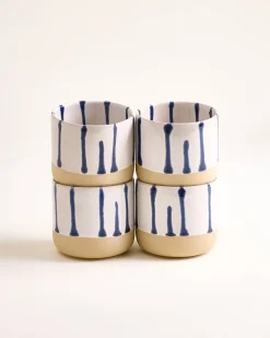 Nódoa - Set of 4 Cups large white blue