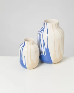 Nuno - Vase M drip sand blue