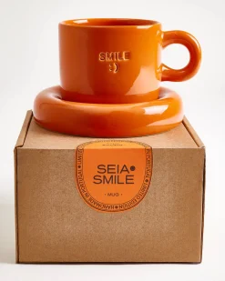 Seia Mug & Saucer Smile Orange